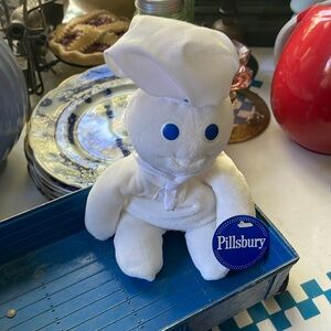 PILLSBURY DOUGH BOY BEANBAG DOLL BLUE & WHITE